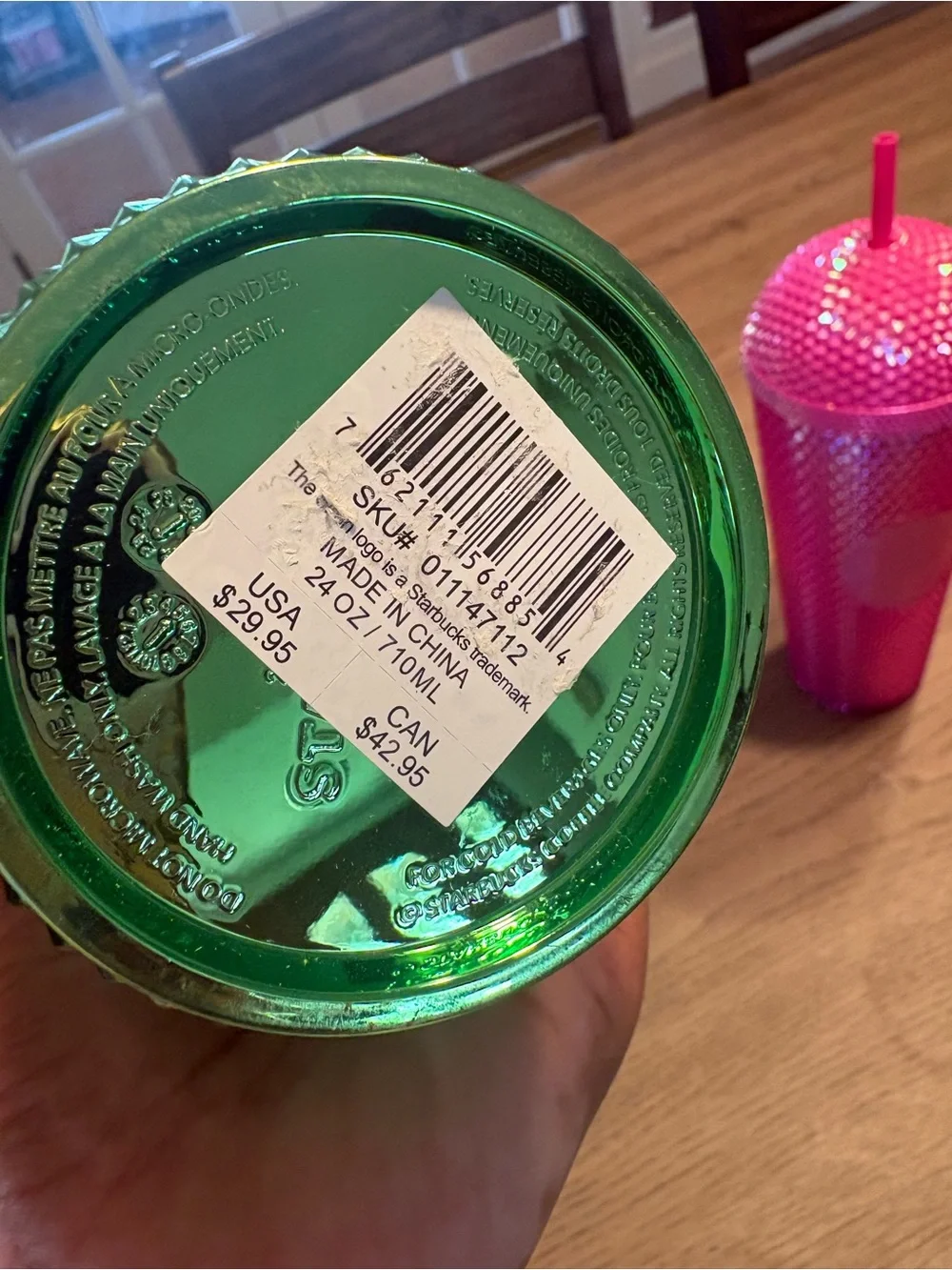 Starbucks Green and Pink Studded Reusable Tumbler Set